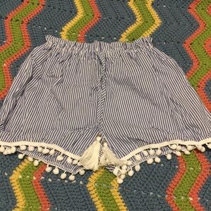 Striped elastic waist shorts